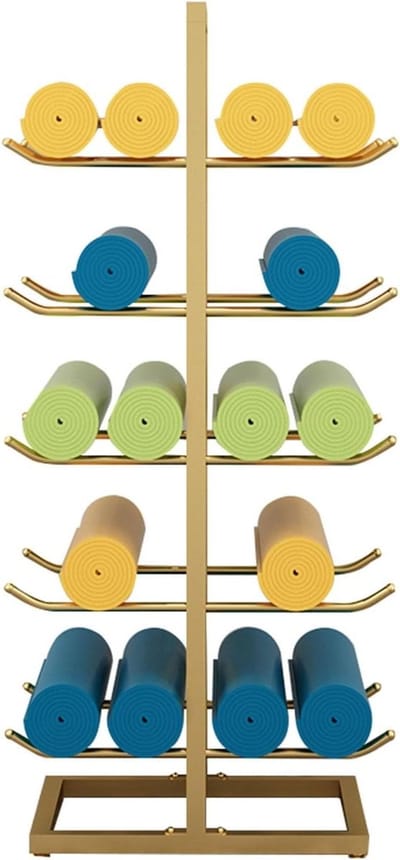 Yogamathouder - Mattenrek Fitness - Fitnessruimte Organiseren - Roestvrij Staal - 130 cm - Zwart