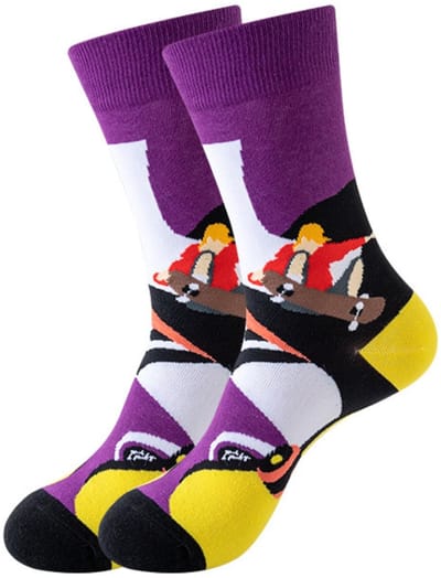 Tutti Footi - Skater Sokken maat 41-46 | Stoere sokken met Skatebaan, skateboard, street, paars