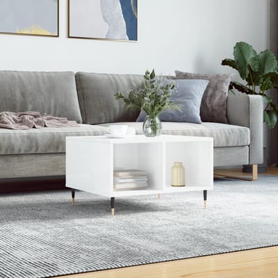 vidaXL - Salontafel - 60x50x36,5 - cm - bewerkt - hout - hoogglans - wit