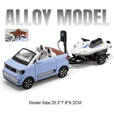 1:24 Modèles de Voitures Jouets Wuling Hongguang Mini Ev Alliage Moulé Sous Pression Son Lumière Rappel Portes Ouvrables Pneus Caoutchouc Ornement Véhicule Cadeaux