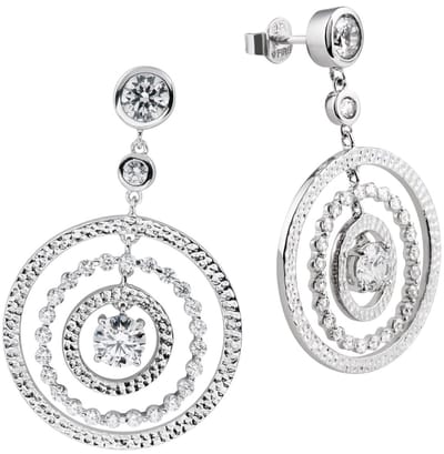 Diamonfire - Zilveren oorhangers Rond - Cirkels - Zirkonia - 25 mm