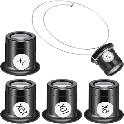 4-delige Vergrootglas Set voor Juweliers - Handvrije Loep voor Nauwkeurig Werk, Perfect voor Horlogemakers en Ambachtslieden