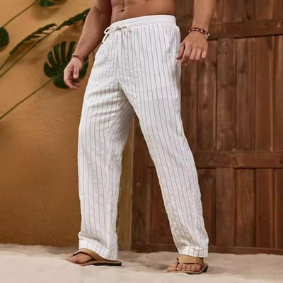 Herfst Nieuwe Gestreepte Heren Casual Broek Heren Nieuwe Modellen L wit