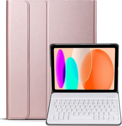 Hoes - Geschikt voor Apple iPad A16/A18 (2022/2025/2026) - 10.9 & 11 inch (10e, 11e & 12e generatie) - Keyboard Book Cover - Toetsenbord Case - Hoesje - Rosé goud