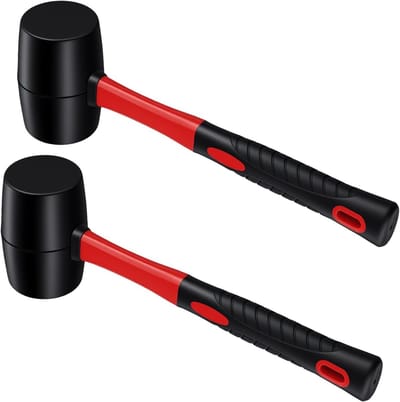 Rubberen hamer 24 oz, 335 x 105 x 64 mm, 2-pack, ideaal voor doe-het-zelf projecten, houtbewerking en kamperen