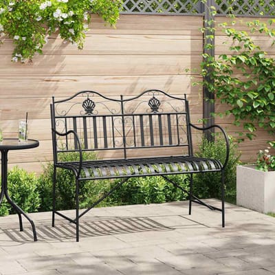 vidaXL - Tuinbank - 2 - -Seater - 103,5 - x - 59 - x - 89 - cm - Staal - Zwart