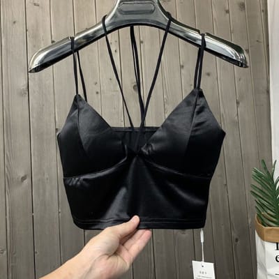 Dames Bandeau Top Zijde Comfortabele Crop Top Sexy Camisole Draadloos Zomer V-hals Mouwloos Ondergoed One Size