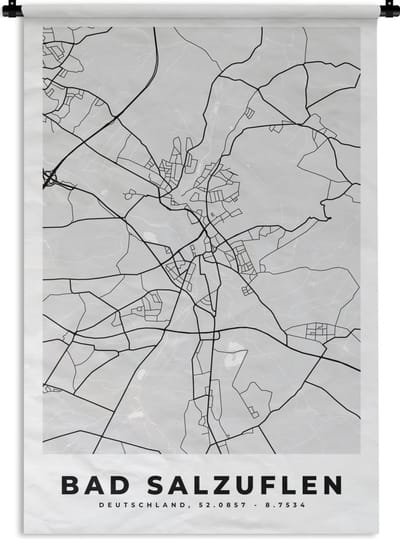 Wandkleed - Wanddoek - Kaart - Bad Salzuflen - Duitsland - Stadskaart - Plattegrond - 120x180 cm - Wandtapijt