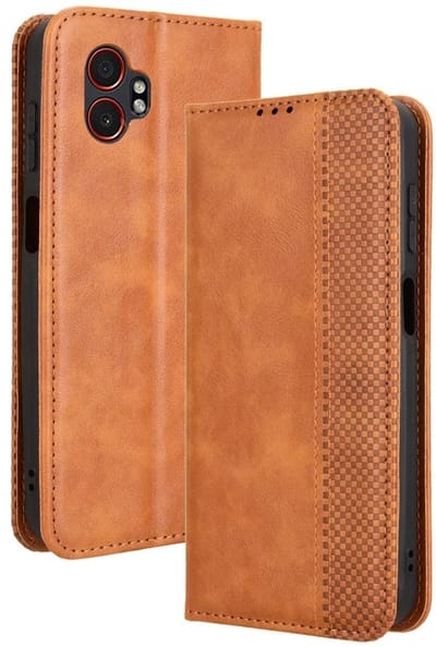 Coverup Hoesje - Geschikt voor Samsung Galaxy Xcover 7 Pro Hoesje - Coverup Vintage Style Book Case - Bruin