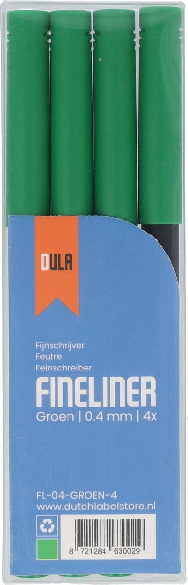 Fineliners groen 0.4mm - Fineliner set - Groene pen - Tekenen & kleuren - 4 stuks groene fineliners - DULA