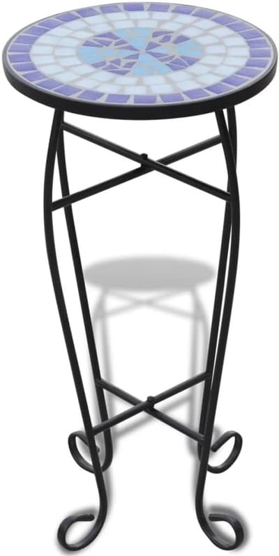 Ronde Mozaïek Tafel Blauw/Wit voor Tuin en Balkon