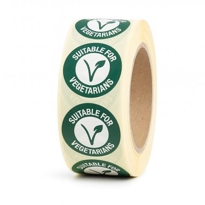Suitable for Vegetarians Etiket - 500stuks – Ø25mm - Diepvriesbestendig - Allergenenetiket - HACCP en Voedselveilig - Verwijderbaar - Professioneel Keuken Restaurant Horeca