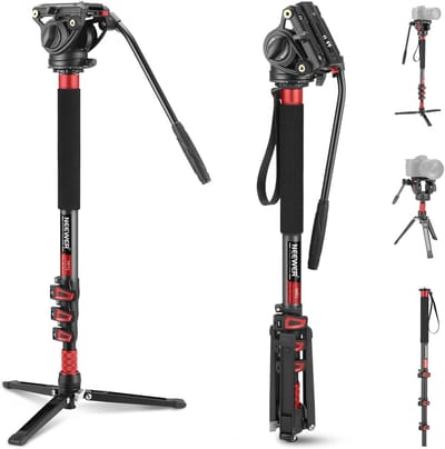 Telescopische koolstofvezel camera monopod met snelwisselplaat voor gimbals - maximaal 6 kg