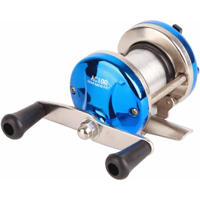 Type de tambour Roue Horizontale avec Moulinet de Pêche au Lancer de Ligne Roue de Pêche sur Glace Matériel de Pêche(bleu ) bleu