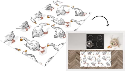 Keukenloper - Loper keuken - Patroon - Vogel - Gans - 120x60 cm - Keukenloper vinyl