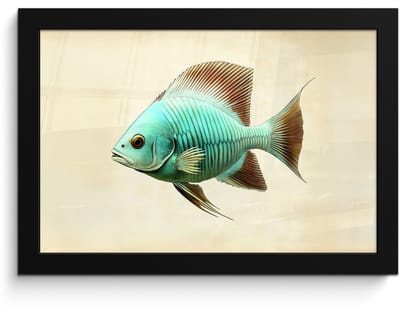 Poster in lijst - Fotolijst 30x20 cm - Posters - Schubben - Vis - Mint - Minimalistisch - Posterlijst zwart - Decoratie - Wanddecoratie woonkamer - Muurdecoratie slaapkamer