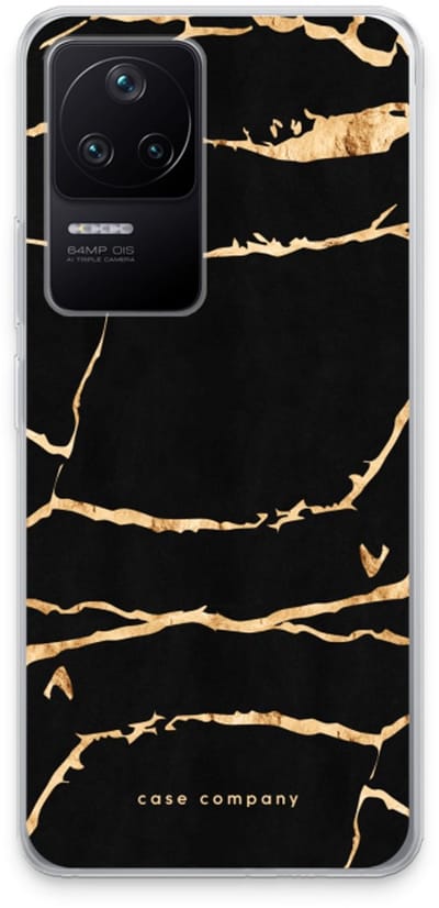 Case Company® - Hoesje geschikt voor Xiaomi Poco F4 hoesje - Gouden marmer - Soft Cover Telefoonhoesje - Bescherming aan alle Kanten en Schermrand
