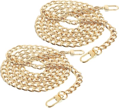 Inovra Plus - Goudkleurige zakketting van 120 cm voor tassen - Doe-het-zelf ketting met metalen gespen voor handtas en schoudertassen