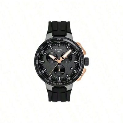 1 heren sporthorloge quartz, , met zwarte chronograaf wijzerplaat, stijlvol herenaccessoire street style, geschikt sportkleding, geweldig T111.417.37.441.07 grijs