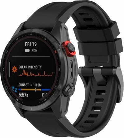By Qubix - Geschikt voor Garmin bandje - 22mm Quickfit - Siliconen sportbandje - Zwart - Geschikt voor Garmin Approach S60 & S62 / Instinct / Instinct 2 (Solar)