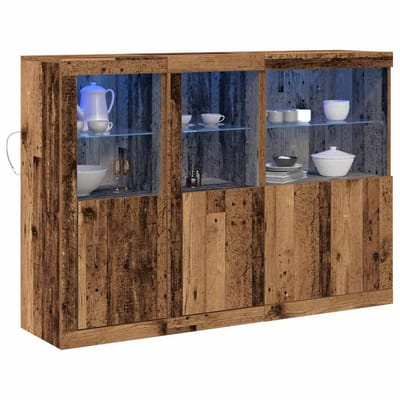 vidaXL - LED - Dressoir - Oudhout - 142,5 - x - 37 - x - 100 - cm - Bewerkt - hout