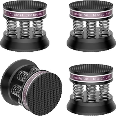 Luidspreker Isolatie Voeten - Schokdempers Veer - Trillingen Dempen - CNC Gefreesd Aluminium - 38.5 x 43 mm - Zwart