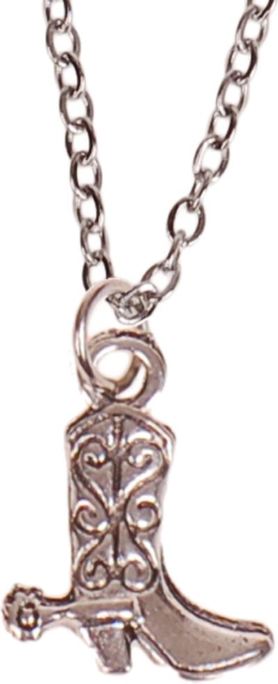 Ketting 55cm - Hangertje Cowboylaars zilverkleurig 1,3cm