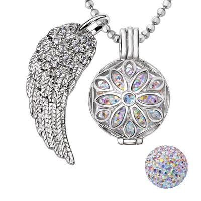 Engelenroeper 18mm Bolhouder met Ketting 90cm en Bolletje - Dames - Zilverkleurig Bloem - EBS18110