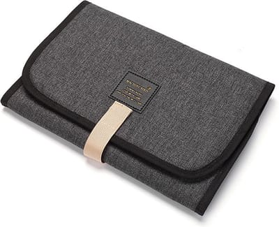 Verschoonmatje voor Onderweg - Donker Grijs - Verschoningsmatje Baby - Waterbestendig - Opvouwbaar - Clutch Verschoonmat