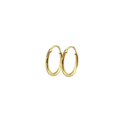 New bling 9NB-0558 Zilveren Oorringen - 12 mm - ronde buis - scharnier - Goudkleurig