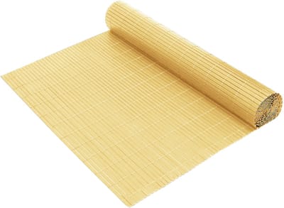 ACXIN PVC Privacy Screen Imitatie Bamboe – Bamboekleur – 80x500cm – W-Vormige Versterkte Lamellen – Weersbestendig – Met Kabelbinders – Balkon Tuin Buiten