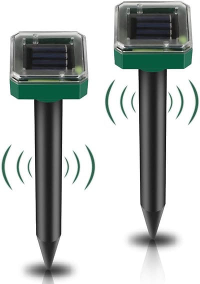 2 stuks solar mollenafweer, ultrasone solar mollenverjager, mollenbestrijding, woelmuizenverjager, Mole Repellent, ongediertebestrijding met IP65 voor de tuin