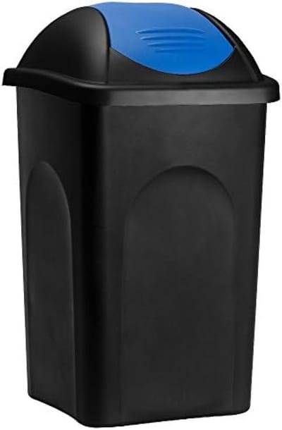 PromoHome Afvalbak Vuilnisbak 60 Liter Met Klapdeksel Zwenkfunctie Kunststof Prullenbak Huis Keuken Afvalcontainer Grote Inhoud Hygiënisch Reinigbaar "Blauw"