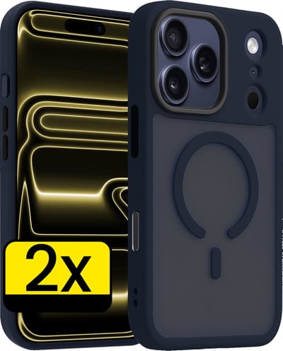 Hoesje - 2 Stuks - Geschikt voor Apple iPhone 17 Pro - Magsafe Compatible - Sterk & Shockproof - Back Cover - Shock Proof Case - Telefoon Hoes - Telefoonhoesjes - Donkerblauw