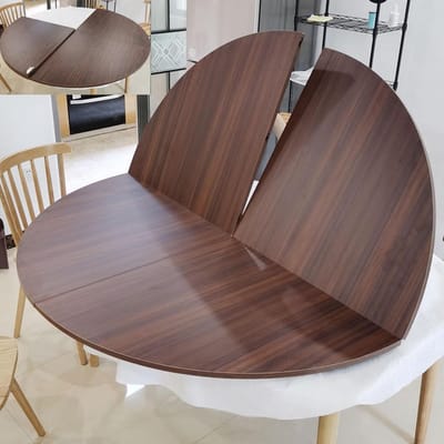 Opvouwbaar Tafelblad - Ronde Eettafel - Ruimtebesparend Keuken - Veilig Zonder Hoeken - 140 cm Diameter - Bruin