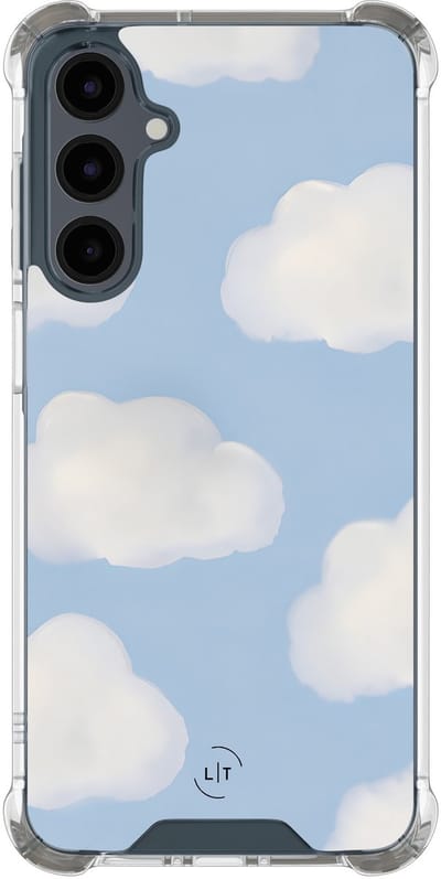 Shockproof hoesje - Geschikt voor Samsung Galaxy A16 - Wolken - Extra sterke case - TPU/polycarbonaat - Natuur - Blauw, Transparant