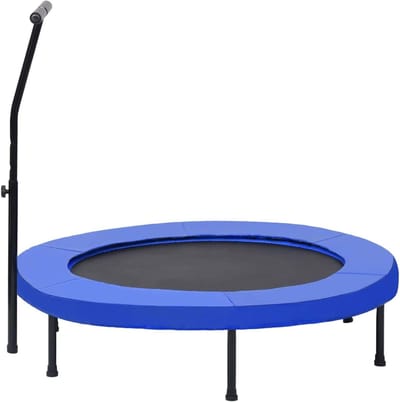Fitness Trampoline - Mini Trampoline Springkussen - Thuis Trainen - Met Handgreep - 122 cm - Zwart en Blauw