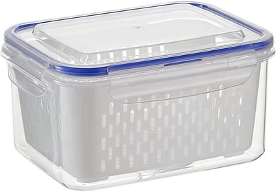 KZQ Fruitbewaarcontainers Voor Koelkast 4 In 1 Lekvrij Transparant Met Uitneembaar Vergiet Voor Wassen En Bewaren Keukenorganizer