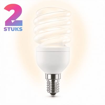 2x Spiraal Spaarlamp E14 - 11W - Daglicht (6400K) - 550 lm - 10 jaar - Niet Dimbaar
