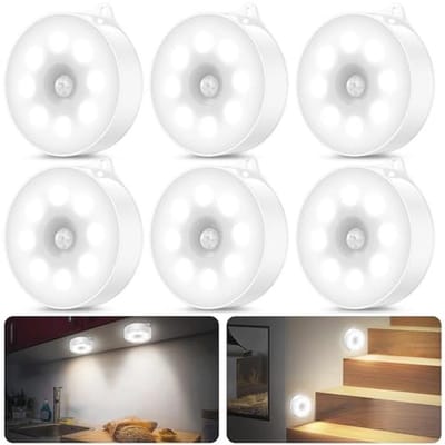 Nachtlampje met bewegingsmelder voor trap en kastverlichting - Perfect voor slaapkamer en kinderkamer (koud wit, 6 stuks)