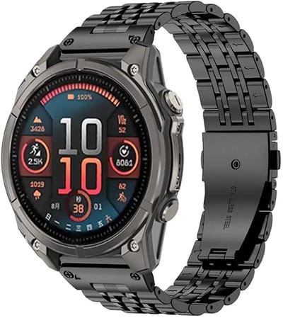 Bandz stalen band geschikt voor Garmin Fenix 9 (43mm) / 9 Pro (43mm) 8 - 43mm / Fenix 7s (Pro - Solar - Sapphire Solar) / Fenix 6s (Pro - Sapphire) / Fenix 5s (Plus - Sapphire) / Epix Pro (Gen 2) 42mm / Instinct 2s - E - Zwart