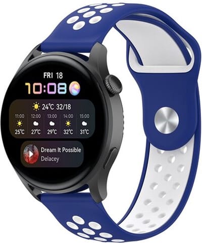 By Qubix - Geschikt voor Garmin bandje - Geschikt voor Garmin Vivoactive 4 / 4L - Sport Edition Siliconen band - Blauw + wit - Smartwatch bandje 22mm