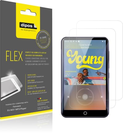 dipos – 2x Beschermfolie geschikt voor Fanvace EU-M31 MP3-Player | 3D Full Cover Screenprotector | 100% Passend