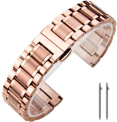 Stalen bandje - geschikt voor Garmin Venu 2s / 3s / 4 (41mm) / Vivoactive 4s / Forerunner 255s / 265s - Huawei Watch GT 5 Pro - 42mm / GT 6 / GT 5 / GT 4 - 41mm - rvs - rosegoud