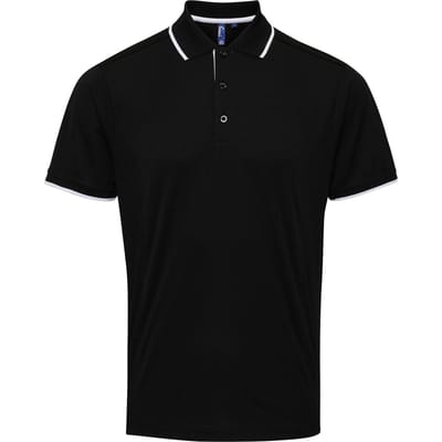 Premier Herencontrast Coolchecker Polo Shirt (Zwart/Wit)
