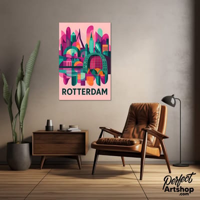 ROTTERDAM ABSTRACT 1 - Wanddecoratie 60x80 cm - Aluminium - Luxe Kunst aan de Muur
