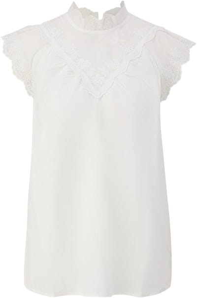 Blouse met doorzichtige inzetstukken en borduursels dames QS
