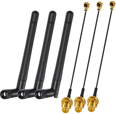 Set van 3 Dual-Band Wifi Antennes (2.4/5G) met RP-SMA Plug en 30cm Verlengkabels