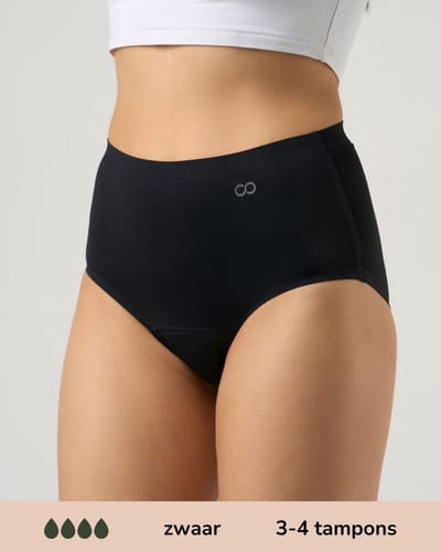 Moodies menstruatie ondergoed - Seamless High Waist Hiphugger - zwaar kruisje - maat S - zwart