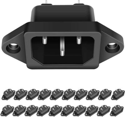 20 Pack AC 250V 10A IEC 320 C14 Paneelmontage Stekker Adapter - Zwarte 3-Pins Ingang voor Elektronische Apparaten en Verlichting